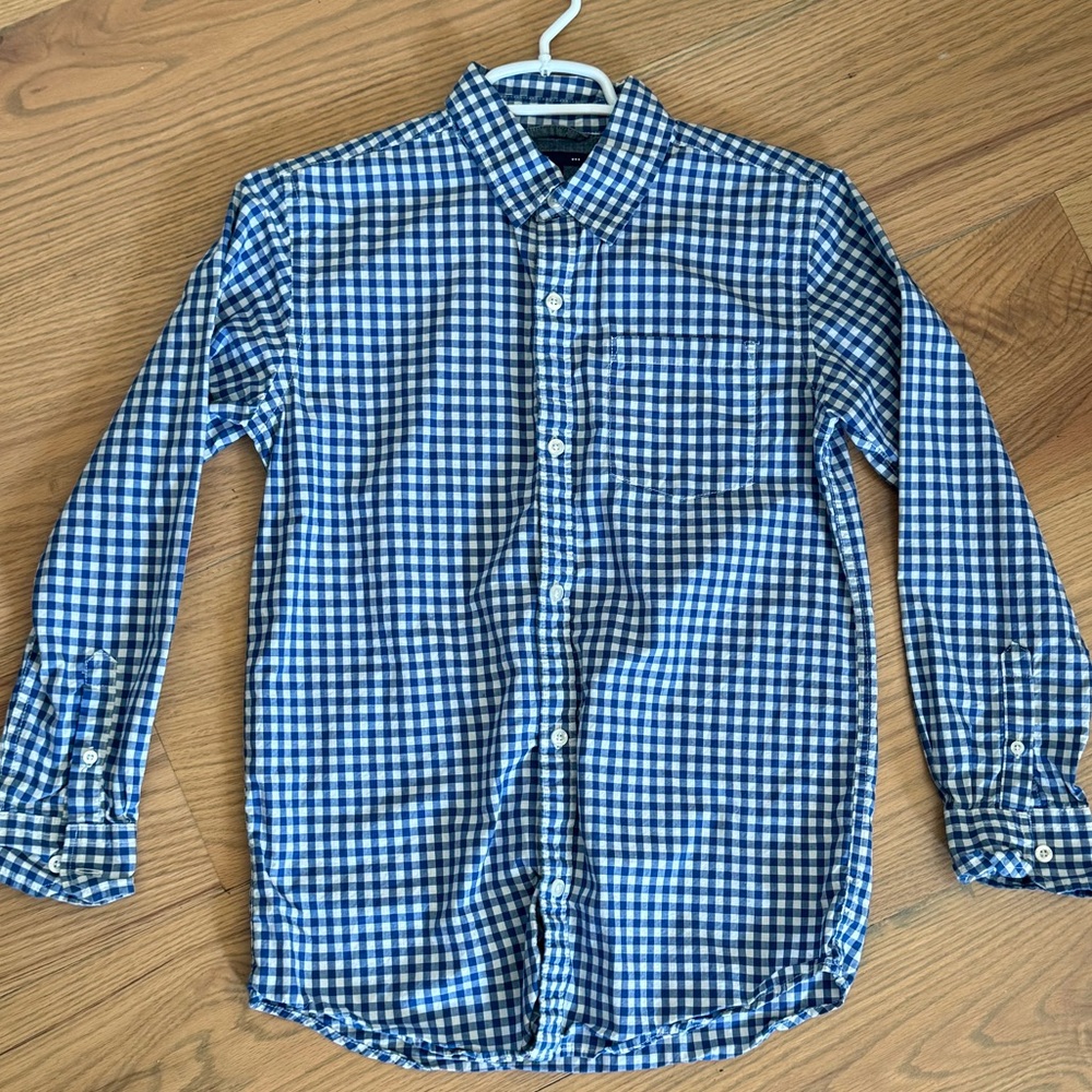 GAP Kids Blue & White Buffalo Check 100% Cotton Button Down